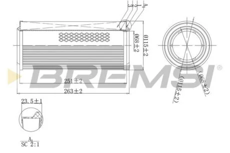 Фільтр повітряний VW Lupo/Polo 1.4/1.4TDI/1.7/1.9SDI 98-05 BREMSI FA1140