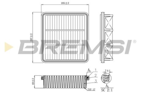 Фільтр повітряний Hyundai Elantra/i30/Kia Ceed 1.4-2.0D 05- BREMSI FA1150