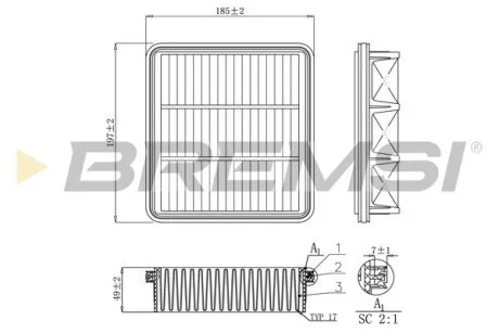 Фільтр повітряний Hyundai Elantra/i30/Kia Ceed 1.4-2.0D 05- BREMSI FA1150