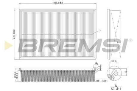 Фільтр повітряний Volvo S60 /S80 /V70/CX70 2.4 99-07 BREMSI FA1161