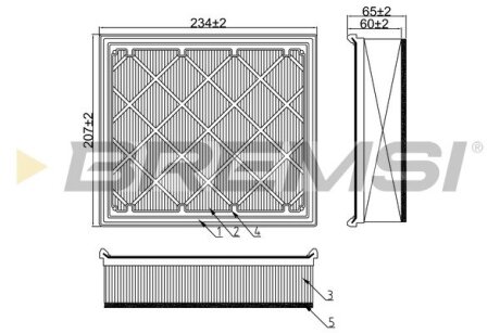 Фильтр воздушный (234x206x62.3) Ford Volvo 2.0-2.5 04-18 BREMSI FA1182