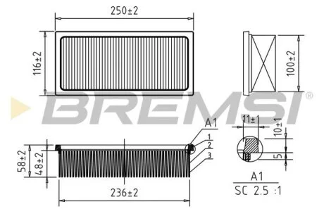 Фільтр повітряний Smart Forfour 1.1-1.5 i 04-06/Mitsubishi Colt 1.1-1.5 i 04-12 BREMSI FA1187