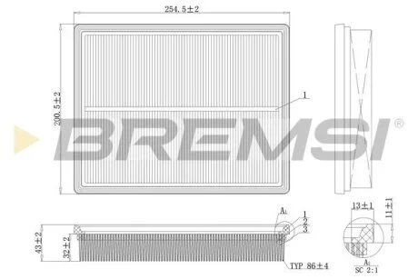 Фільтр повітряний Kia Carens 1.6/2.0 16V 06-13 BREMSI FA1188