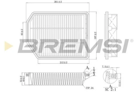 Фільтр повітряний Kia Сarens III 1.6-2.0 CRDI 06- BREMSI FA1189