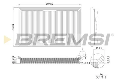 Фільтр повітряний Hyundai Atos 1.1 03-10 BREMSI FA1203