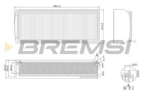 Фільтр повітряний BMW 3 (F30/F80)/ 5 (F10) 3.0-3.5d 10- BREMSI FA1205