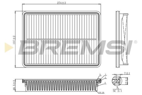 Фільтр повітряний Hyundai Grandeur/Santa Fe II/Kia Sorento II 2.0D/2.2D 09- BREMSI FA1207