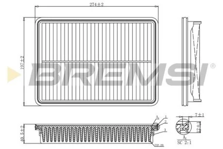 Фільтр повітряний Hyundai Grandeur/Santa Fe II/Kia Sorento II 2.0D/2.2D 09- BREMSI FA1207