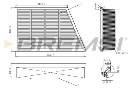 Фільтр повітряний Land Rover 2.0 11-14/Range Rover Evoque/Discovery Sport 2.0/2.2SD4/TD4 11- BREMSI FA1210