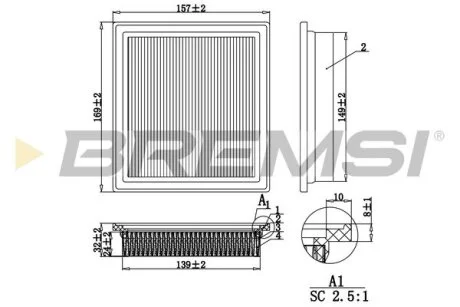 Фільтр повітряний Nissan Micra 1.0-1.4 i 92-10/Note 1.4 i 06-12 BREMSI FA1247