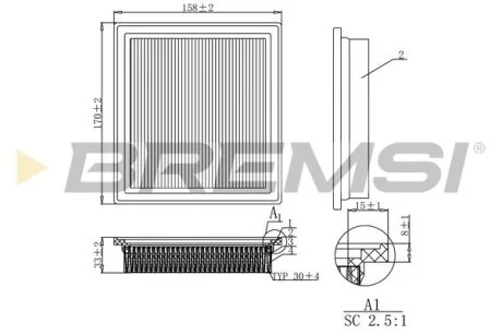 Фільтр повітряний Nissan Micra 1.0-1.4 i 92-10/Note 1.4 i 06-12 BREMSI FA1248