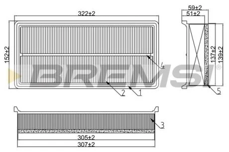 Фильтр воздушный Citroen C5 2.0HDI 04- BREMSI FA1280