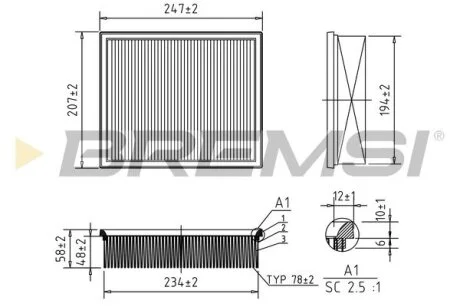Фільтр повітряний Land Rover Range Rover 4.6 V8 94-04/Defender 2.5TD5 90-16 BREMSI FA1360