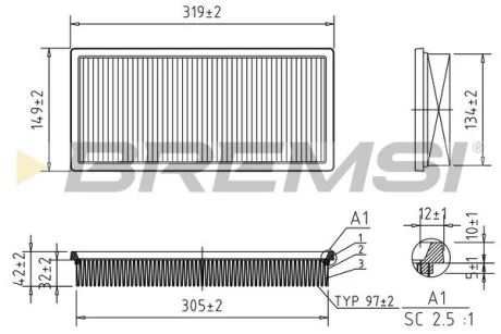 Фільтр повітряний Fiat Punto 1.4 i 10-/Alfa Romeo Mito 1.4 i 10- (OE line) BREMSI FA1362