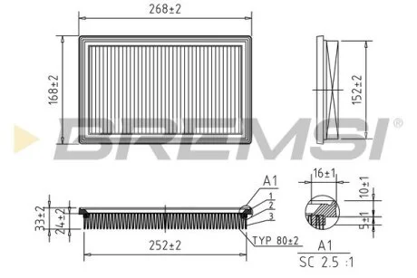 Фільтр повітряний Ford Fiesta 1.25 16V 95-02 BREMSI FA1363