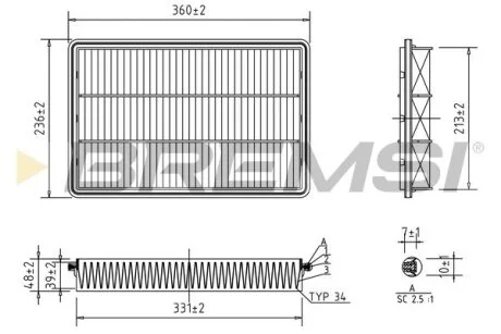 Фільтр повітряний Mitsubishi Pajero III/IV/Sport BREMSI FA1390