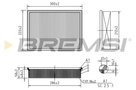 Фильтр воздушный (303x225x56.9) Land Rover Discovery Range Rover 2.7-4.4 04-13 BREMSI FA1394