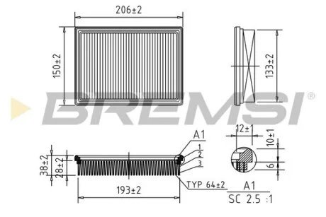 Фільтр повітряний Chrysler PT Cruiser 2.2 CRD 02-10 BREMSI FA1407