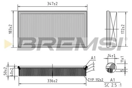 Фільтр повітряний Volvo 850/ C70/ V70 91-02 BREMSI FA1581
