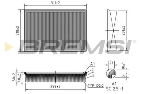 Фільтр повітряний VW Sharan 95-10 BREMSI FA1598