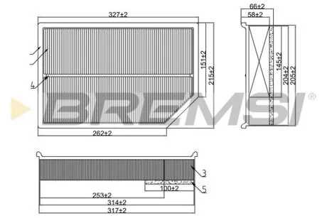 Фільтр повітряний Volvo XC90 2.4 D4/D5/2.5T/3.0 T6 02-14 BREMSI FA1699