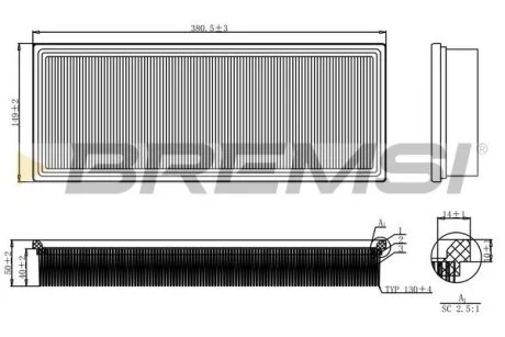 Фільтр воздушный Audi A8 2.5-3.3TDI 94-02 BREMSI FA2109