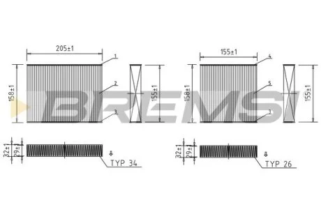 Фільтр салону Citroen C3 09-/C4 Cactus/Peugeot 2008 13-/207 06-15/208 12- (к-кт 2шт.) (вугільний) BREMSI FC0070