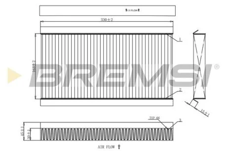 Фильтр салона Opel Combo/Corsa/Signum/Vectra C 01-/Fiat Croma 05- BREMSI FC0090