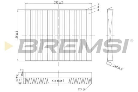 Фільтр салону Fiat Bravo 07-14/Stilo 01-08 (вугільний) BREMSI FC0091C