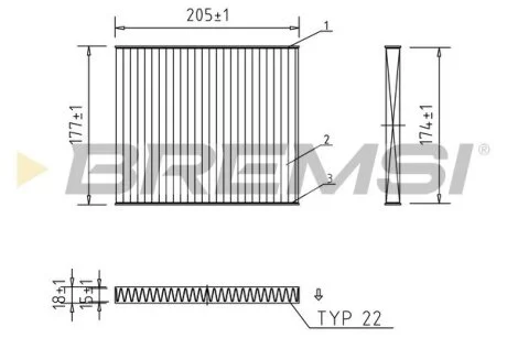 Фільтр салону Fiat Panda 1.1-1.4 JTD 95-/Ford Ka 1.2/1.3 TDCi 08-16 (вугільний) BREMSI FC0162C