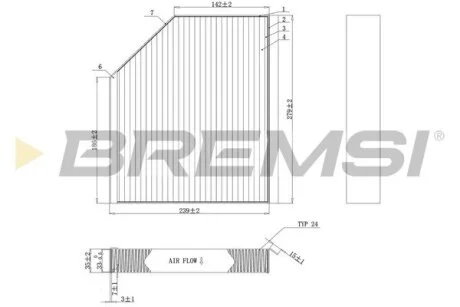 Фільтр салону Audi A4/A6 1.8-4.2TFSI 07- (антиалергенний) BREMSI FC0406A
