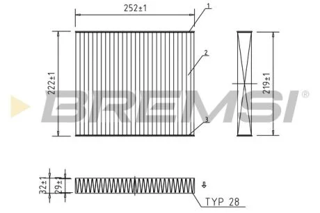 Фільтр салону VW Polo 1.0TSI/Seat Ibiza 1.0 i/1.6 TDI 17- (антиалергенний/вугільний) BREMSI FC0416A
