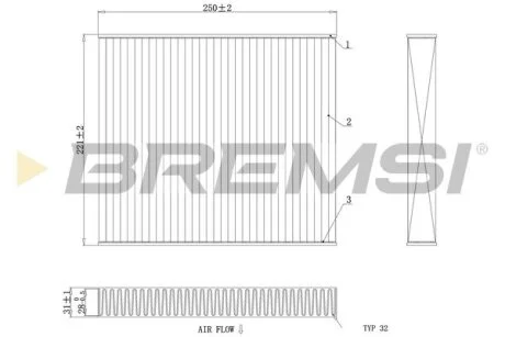 Фільтр салону VW Polo 1.0TSI/2.0GTI/Seat Ibiza 1.0TSI/1.6TDI 17- (вугільний) BREMSI FC0416C