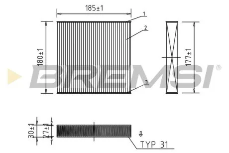Фільтр салону Fiat Sedici 06-14/Suzuki SX4/Swift/Toyota Duna/Daihatsu Terios 06- BREMSI FC0427