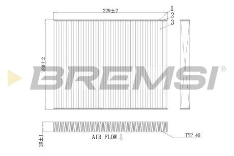 Фільтр салону Fiat Bravo 07-16/Stilo 01-08 Hyundai i20 10- KIA Venga 10- BREMSI FC0443
