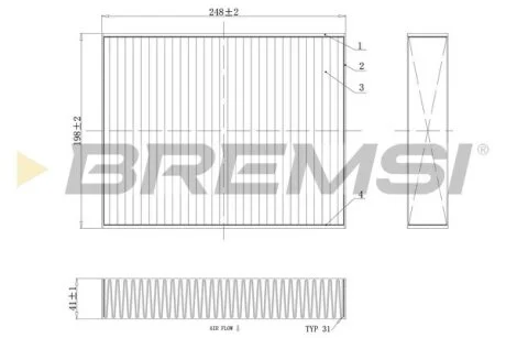 Фільтр салону BMW 3 (F30/F80)/1 (F20/F21) 11-18 (вугільний) BREMSI FC0455C
