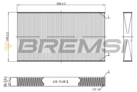 Фільтр салону Fiat Bravo/Brava/Marea 96-02/Iveco Daily -14 (290x160x30) BREMSI FC0477