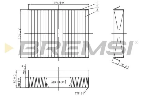 Фільтр салону Alfa Romeo 147/156/GT 01-10 (вугільний) (к-кт 2шт.) BREMSI FC0490C