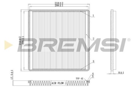 Фільтр салону Toyota Land Cruiser/Yaris 99- (216x215) BREMSI FC0500