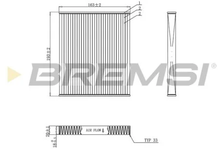 Фільтр салону Nissan Pixo 1.0 09-/Alto 1.0 09- BREMSI FC0887 (фото 1)