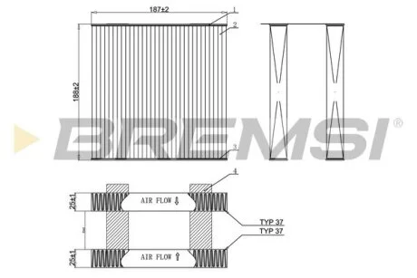 Фільтр салону BMW X3 (F25)/X4 (F26) 2.0/3.0D 10- (к-кт 2 шт.) BREMSI FC0892