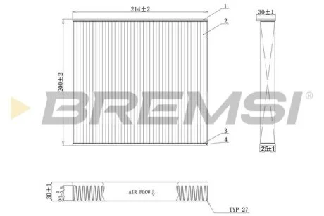 Фільтр салону Ford Transit V347 06- (вугільний) BREMSI FC0905C