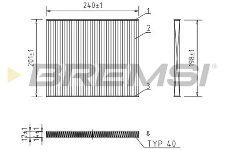 Фільтр салону Opel Agila/ Suzuki Ignis/ Subaru Justy 00- BREMSI FC0975 (фото 1)