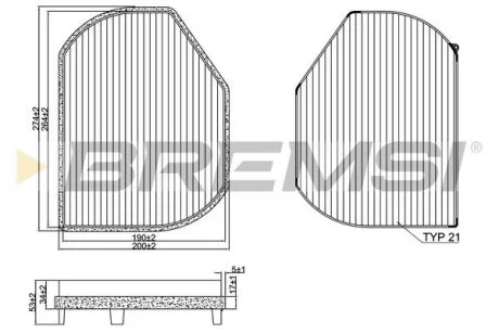 Фільтр салону MB E-class (W210)/C-class (W202) 95-02 (вугільний) BREMSI FC1331C