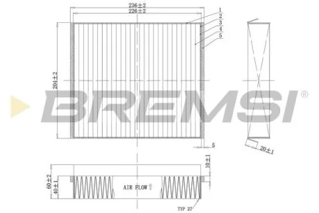 Фільтр салону MB ML-class (W163) 98-05 (вугільний) BREMSI FC1333C