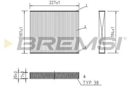 Фільтр салону Chrysler Grand Voyager 2.8CRDI/3.6 24V 07- BREMSI FC1526