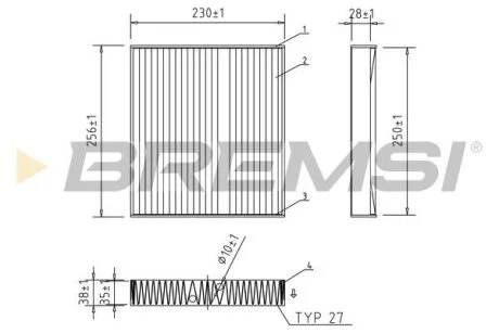 Фильтр салона A-class (W177)/B-class (W247) 18- (угольный) BREMSI FC2553C (фото 1)