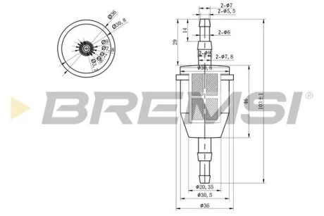 Фільтр паливний Audi 80/100 1.6-2.1 -90/ВАЗ 2103/2105/2106 1.2-1.6 BREMSI FE0034