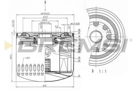 Фільтр масляний Opel Astra F 1.7TDS 91-98/Mitsubishi Lancer III 1.8D 85-92 BREMSI FL0320