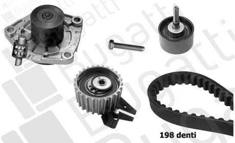 Комплект ГРМ + помпа Fiat Stilo 1.0 JTD 03-06 BUGATTI KBU10184B